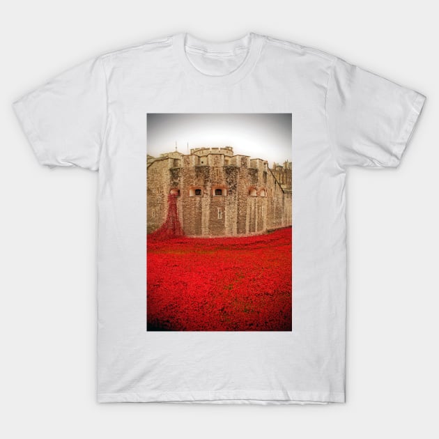 Tower of London Red Poppy Flowers T-Shirt by Andy Evans Photos